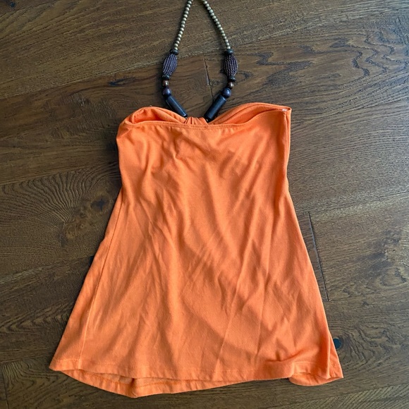 Halter Top with wooden beaded neck string - Picture 2 of 2